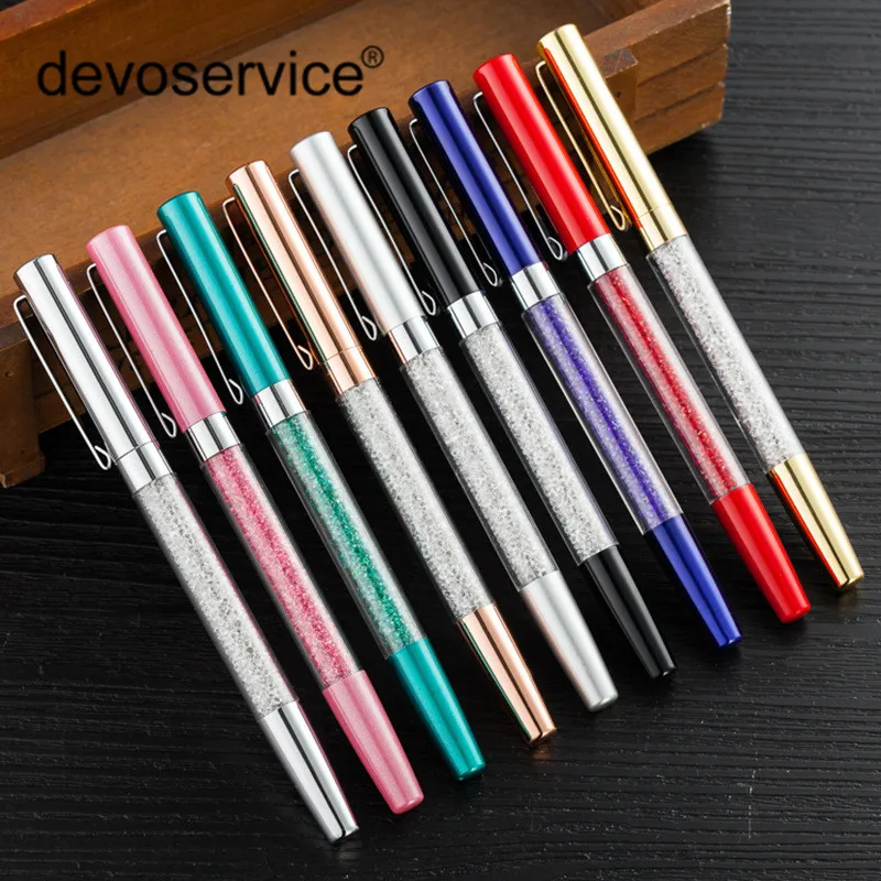 

New Metal Diamond Crystal Ballpoint Pen Fashion Creative Gift Gel Pens Office Business Signature Pen Office Supplies Custom logo