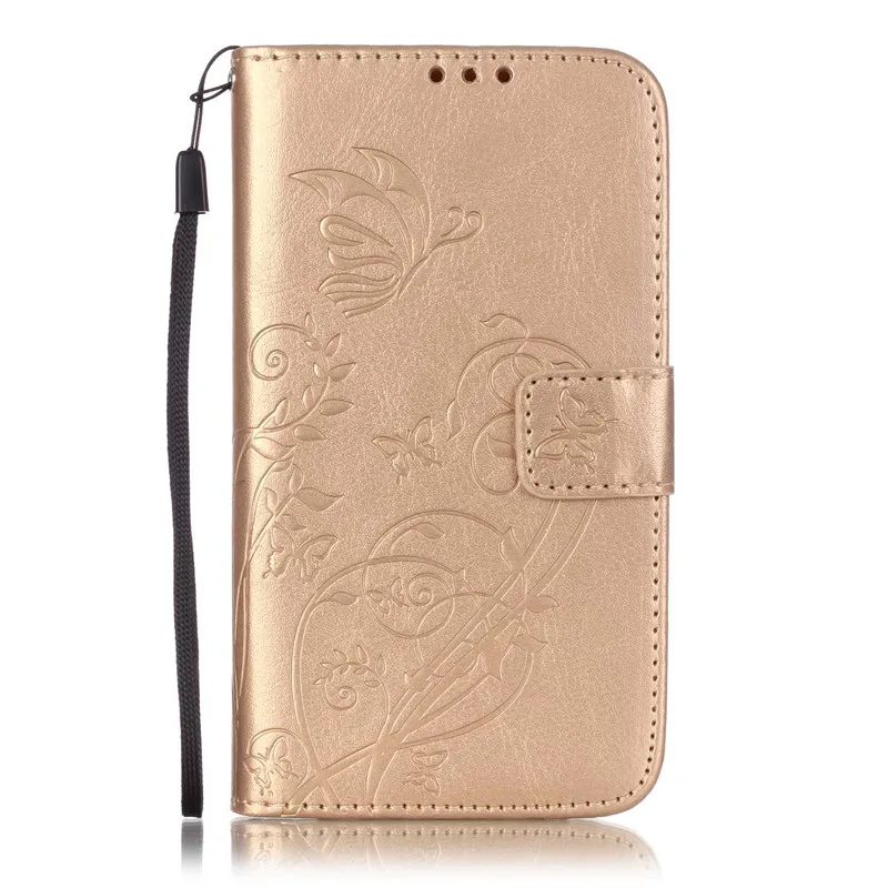 Модный Ретро-чехол из искусственной кожи с рисунком бабочки+ Мягкий силиконовый футляр с откидной крышкой для Samsung Galaxy J5 J500 J500F - Цвет: gold