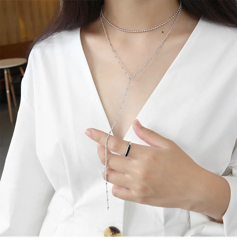 Billige HFYK 2019 Gold Runde Perlen Kette Halsketten Für Frauen Lange Halskette Kurze Halskette Joyas de plata 925 Collares Kolye Collier