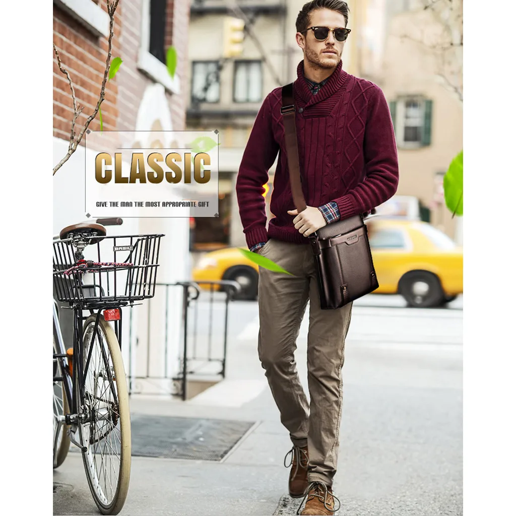 Aelicy Famous Brand Leather Men Shoulder Bag Casual Business Leather Bag Man Messenger Bag Vintage Crossbody Bag Bolsas Male