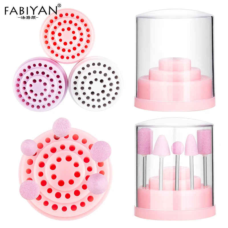 

48 Holes Nail Art Drill Bits Holder Exhibition Stand Display Empty Container Storage Box Acrylic Cover Manicure Tools 3 Colors