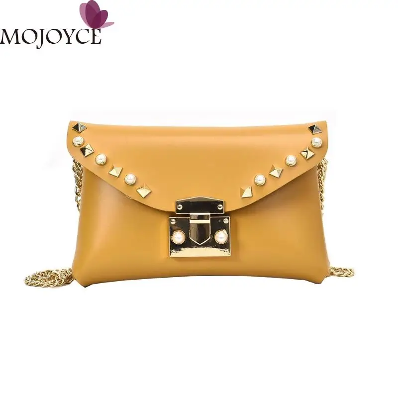

Female Fashion Rivet Multifunction Solid Color Chain Shoulder Women Casual Waist Belt Packs Chest Crossbody Bags For Teen Girls
