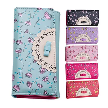 

Luxury Brand Women Wallet 2020 Flora Printing Girl Wallet Three Folder Women Clutch Card Holder Money Purse Lady carteras mujer