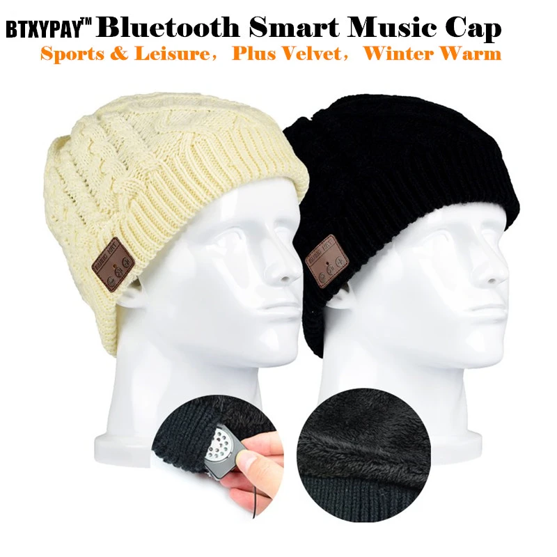 Беспроводная Bluetooth шапочка вязаная бини плюс бархатная зимняя спортивная шапка с наушниками, для Iphone, смартфона, микрофон, ручная волшебная музыка