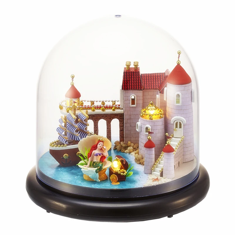 

DIY Doll House Furnitures Miniature Doll House Dust Cover House For Dolls Handmade Dollhouse Puzzle Toys For Children B013 #E