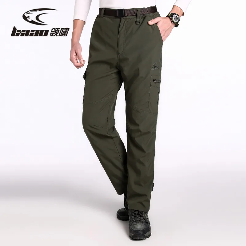 

LXIAO 2018 New Winter Men Two-piece Waterproof Pants Outdoor Camping Trousers Thermal Trekking Pants Removable Softshell Pant