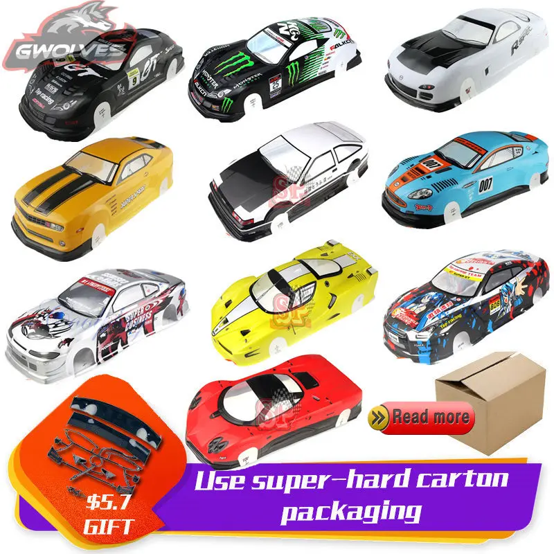 Kopen 37 soorten 1 10 RC Auto 195 190mm PVC geschilderd Body Shell met staart voor 110 RC hobby racing drift auto hsp yokomo hpi ZD TAMIYA