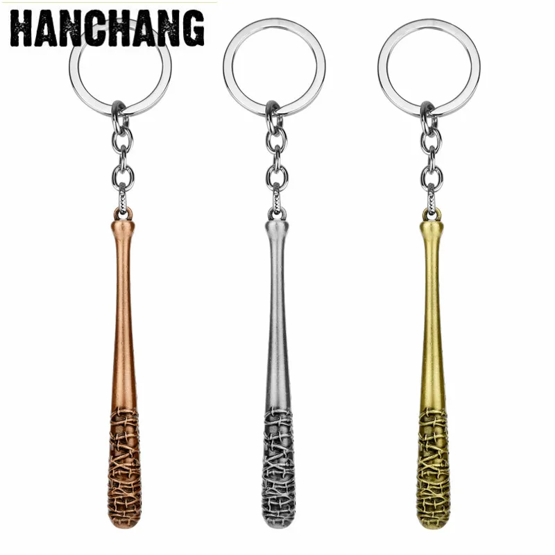 The Walking Dead Metal Negan Lucille Mini Baseball Bat Ball Pendant Keychain Accessories Women Men Jewelry