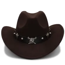 Модная мужская шерстяная открытая западная ковбойская шляпа пиратский кожаный ремень джентльмен папа Джаз Монтана Sombrero Hombre cap размер 56-58 см