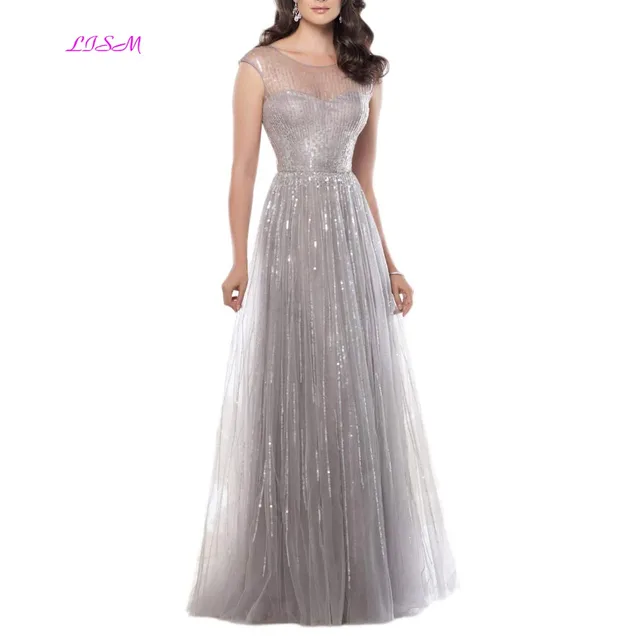 Shiny Gray Prom Dresses