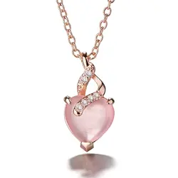 Новая мода без цепи кристалл розовый кулон женский романтический сладкий розовое золото тонкая цепочка Ювелирные изделия Подарки