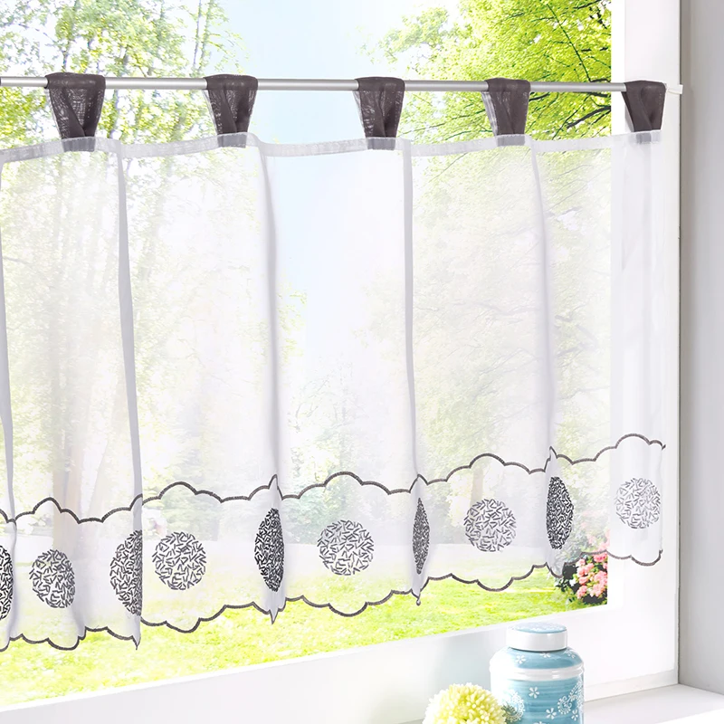 

New 1 Piece Window Short Curtain Kitchen Dining Room Curtain Embroidered Cafe Curtain Window Valance Curtain for Home Decoration