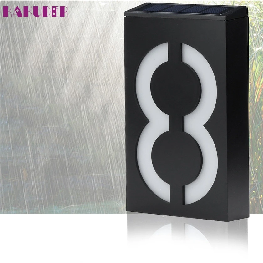 

High Quality placa de energia Solar Power LED Light Sign House Hotel Door Address Plaque Number Digits Plate led huis nummer