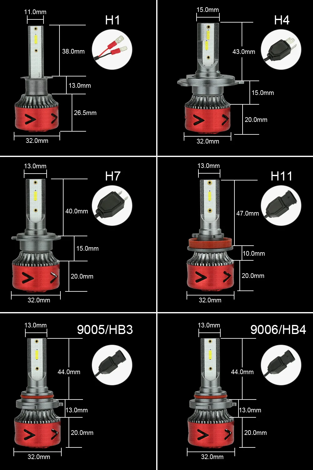 Zdatt 2 шт. H7 светодиодный Headllights H4 светодиодный лампы H1 H11 HB3 9005 9006 супер яркий свет сигнальная лампа 100W 10000LM 6000 К Противотуманные фары 12 V/24 V Авто