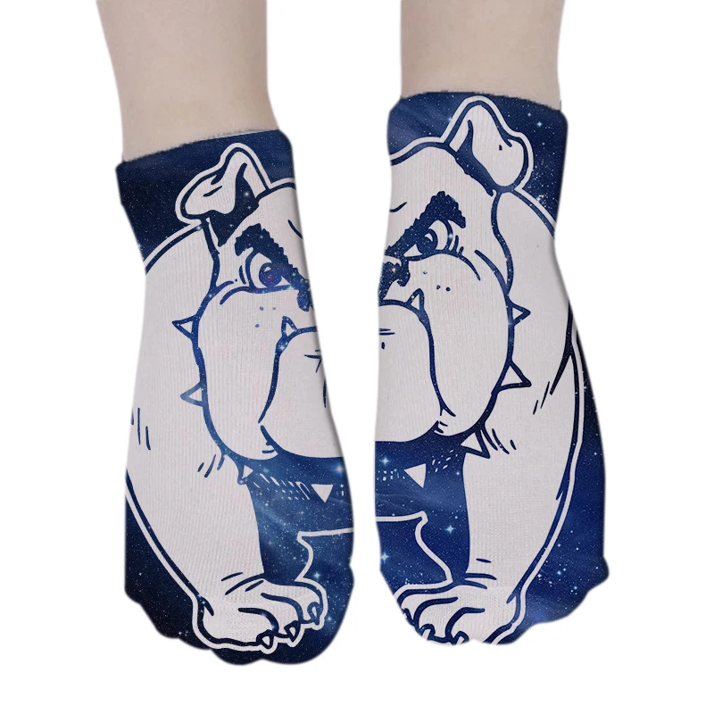Носки с забавными принтами из мультфильма «Собака», женские хлопковые короткие носки с единорогом, милые носки с 3d принтом Harajuku, низкие носки до щиколотки, 7S-ZAS11