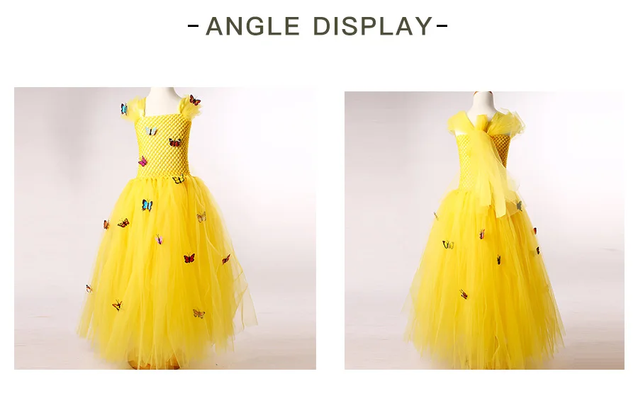 Beautiful Belle Princess Tutu Dress Extra Full Girls Butterfly Flower Dress Beauty and The Beast Halloween Party Costume (3)