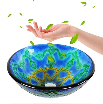 

Mediterranean art glass basin tempered glass washbasin bowl tempered glass sink LO629510