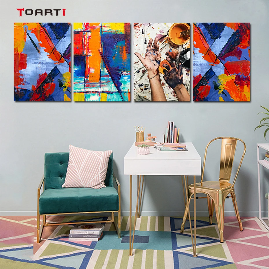 Colorful Graffiti Wall Art Pictures Modern Abstract Painting Watercolor Prints Nordic Vintage Poster Living Room Home Decoration (3)