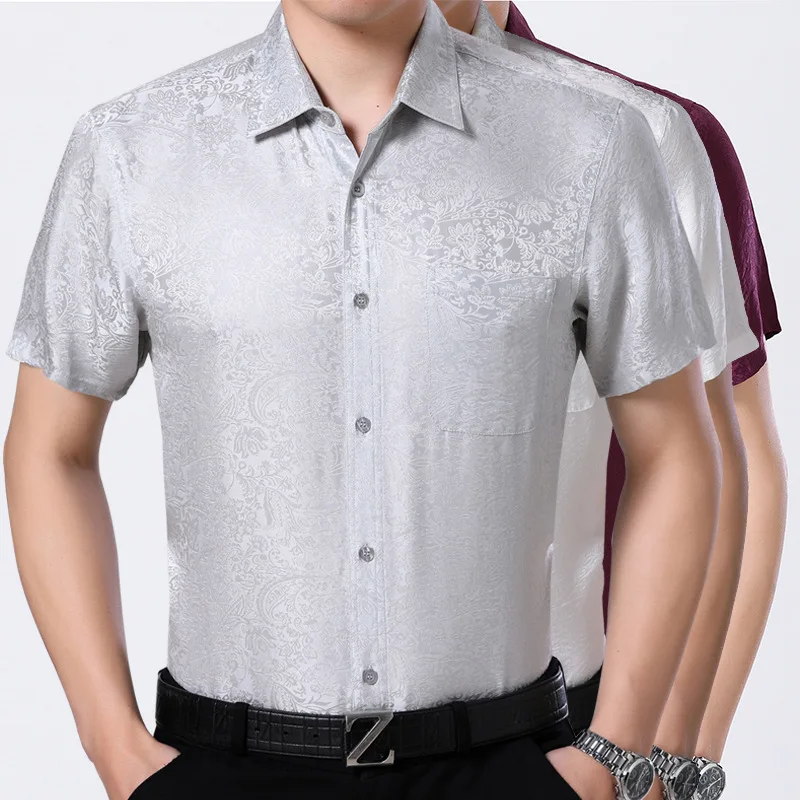 Half sleeve silk shirt mens Clearance