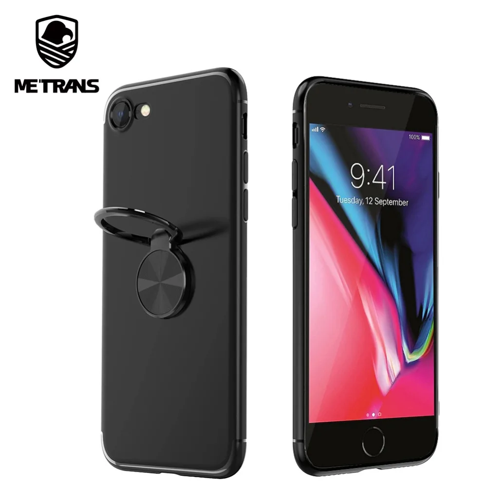 

Metrans Matte Ultra Thin TPU Cases For iPhone 7 8 Case Magnetic Car Holder Phone Shell For iPhone 7 Back Cover Finger Ring Stand