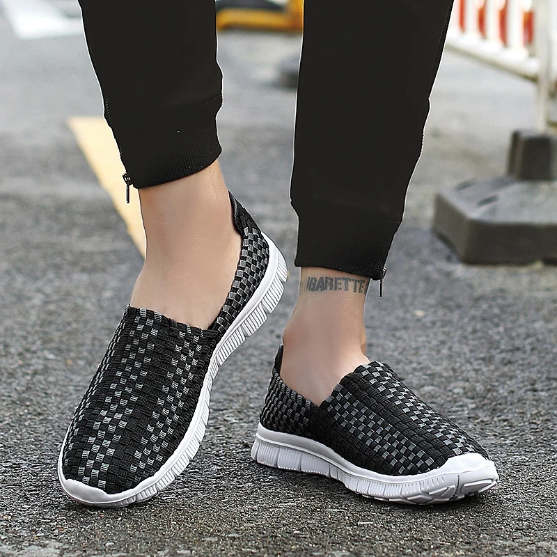 

Apricity Men's Handmade Knitting Breathable Spring Summer Shoes Lovers Comfortable Sneakers Mens Casual Footwear Slip on Shoe