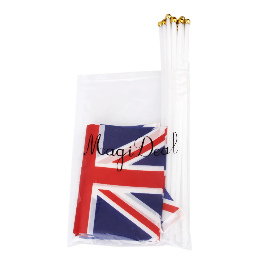 Union Jack Flag England Great Britain British with Poles 12Pcs Festival Supply