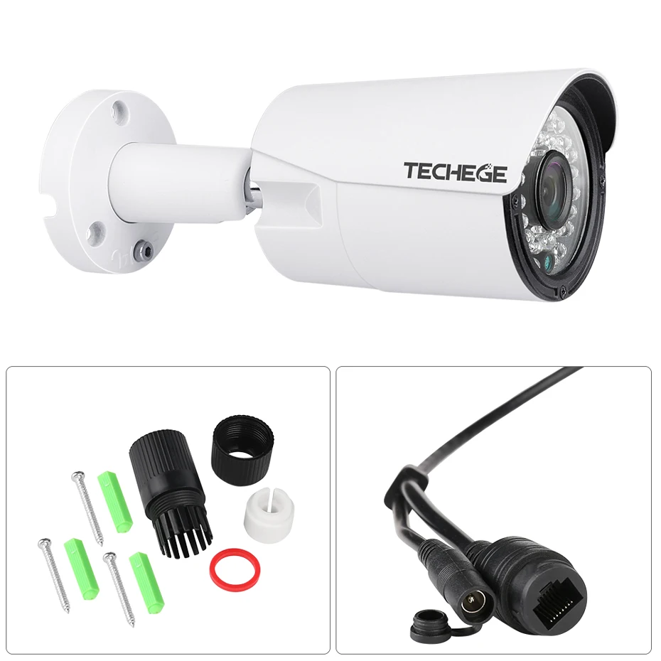 Techege 8CH 1080P CCTV System Audio Record 2MP PoE kit IP Camera 3000TVL Metal Waterproof Night Vis