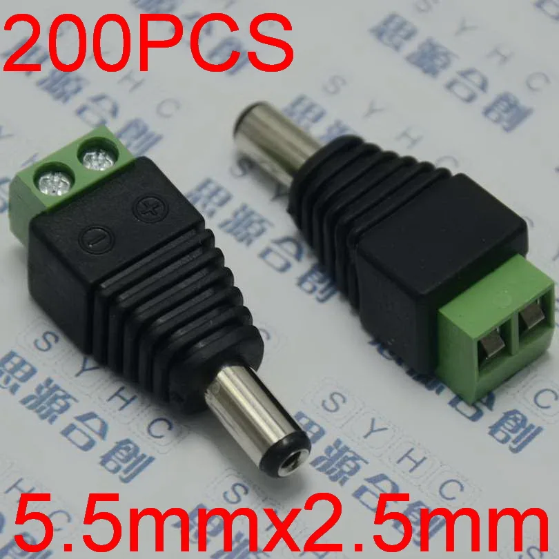 200pcs 5.5mm x 2.5mm male DC Power Female Plug Jack Adapter Connector for CCTV LED Strip Light | Обустройство дома