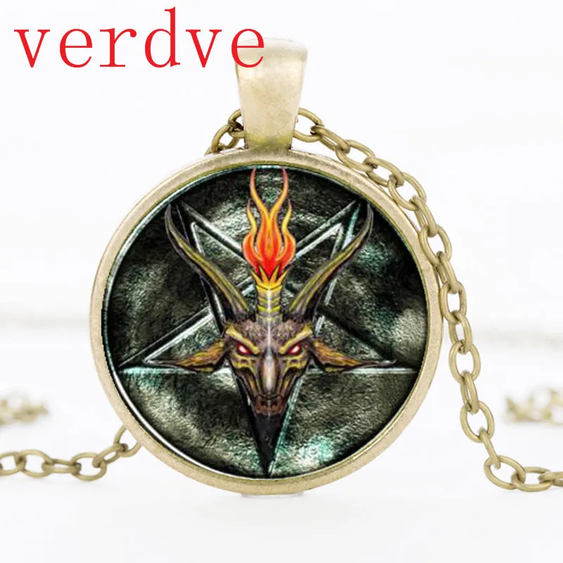 Кулон с пятиконечной звездой Baphomet ожерелье из козьего стекла вечерние ювелирные