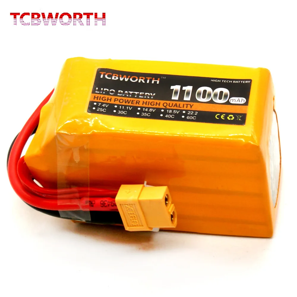 

RC High Rate 6S LiPo battery 22.2V 1100mAh 40C-80C For RC Helicopter Airplane Car Boat Quadrotor RC Li-ion battery TCBWORTH