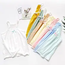 Хлопковые летние футболки для новорожденных девочек хлопковая футболка без рукавов для маленьких девочек нательная майка одежда для сна