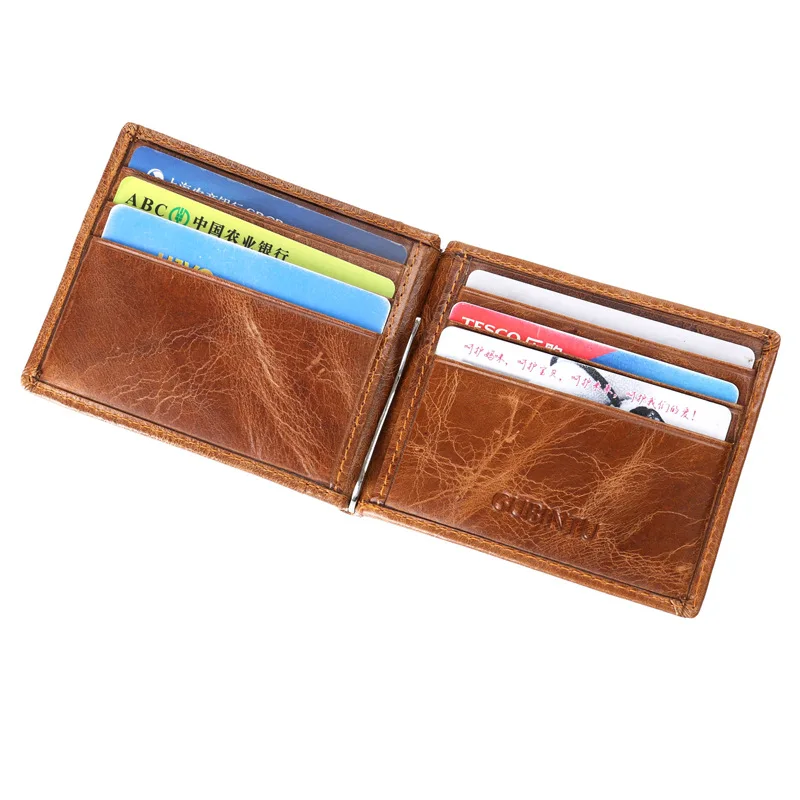 Slim Bifold Wallet Genuine Leather Money Clip RFID Blocking Thin Card Pocket CHZ