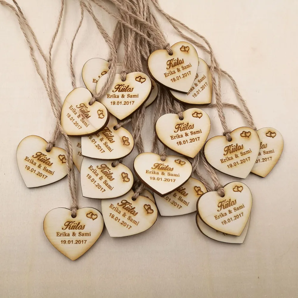 Custom save the date Wooden Tags,Personalized wedding favor tags, rustic Bridal Shower Favor Tags wooden heart wedding tags 2