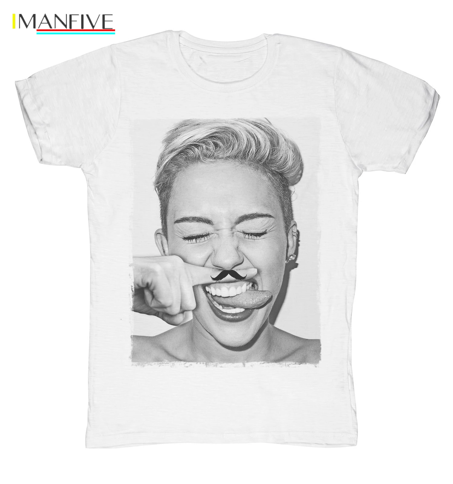 

New T-Shirt Blaze Man Funny Miley Cyrus Mustache Gift Idea Streetwear harajuku Print Cotton funny t shirts men
