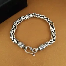 Ретро тайское модное серебро Винтаж Стиль S925 стерлингового серебра Для мужчин и Для женщин мужской браслет