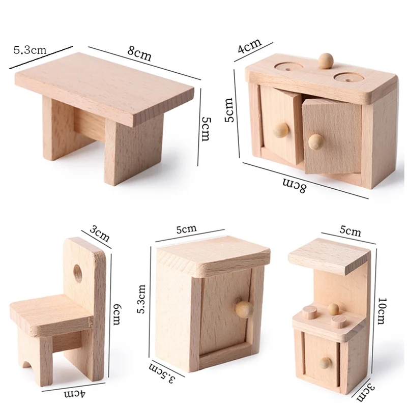 Деревянные игрушки для малышей в скандинавском стиле, детская мини-мебель Tl, комплект кукол для гостиной, спальни, детских игровых игрушек - Цвет: Kitchen