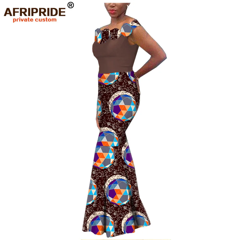 Африканский Воск Труба вечернее платье для женщин AFRIPRIDE Базен richi Портной Сделано с плеча платье в пол платье A1925009