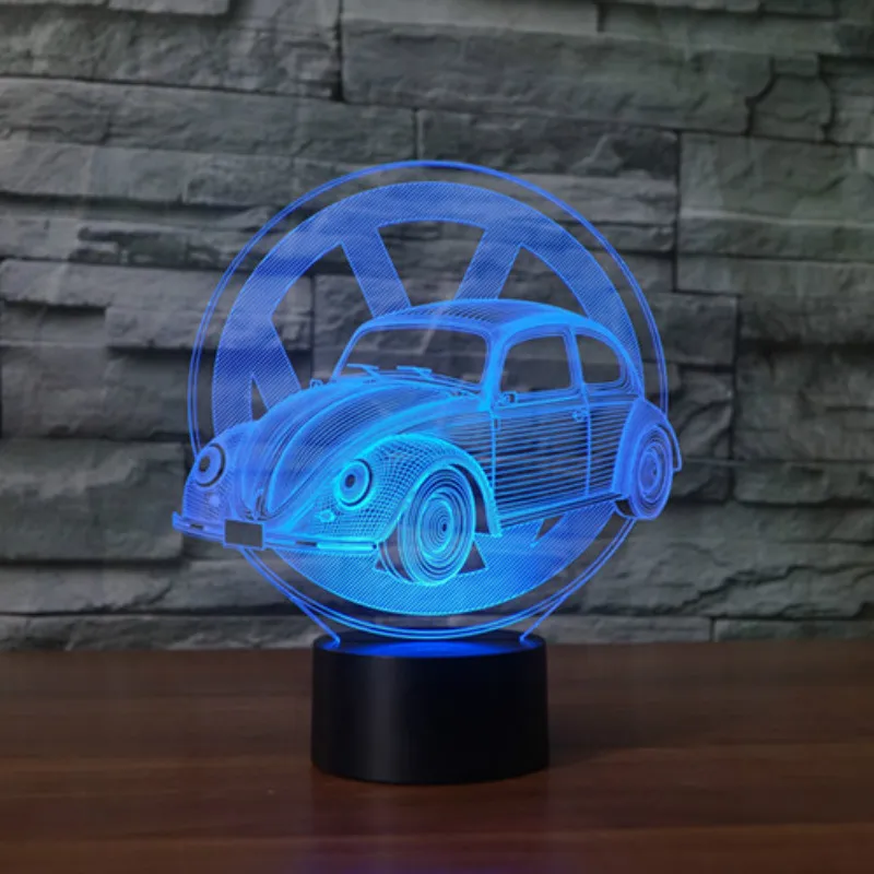 7 цветов Изменение творческий подарки Жук автомобильное моделирование 3D Led