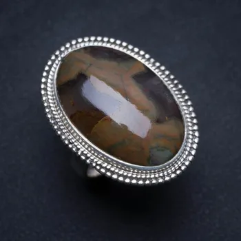 

Natural Ocean Jasper Handmade Vintage 925 Sterling Silver Ring, US Size 7 S2115