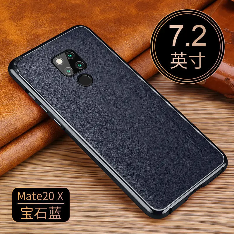 Чехол для huawei mate 20 mate 20 Pro, алюминиевая металлическая рамка, натуральная кожа, наклейка, задний Чехол для телефона, для huawei mate 20X, чехол - Цвет: Mate 20 X