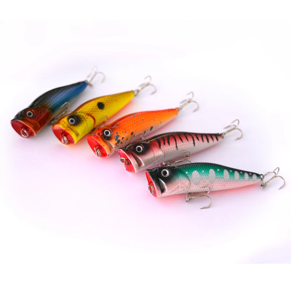

1Pc Fishing Lure 7.3cm 9.2g Popper Hard Artificial Bait with 2 Treble Hooks Fishing Wobblers Crankbait Pesca Iscas