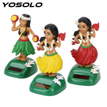 

YOSOLO Decompression Car Ornament Hula Solar Car Dashboard Decoration Auto Interior Hawaii Girl Shaking Head Toy Ornaments