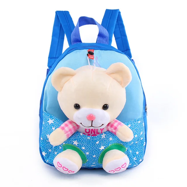 Kindergarten School Bags Cartoon Bear Dolls Applique Canvas Backpack ...