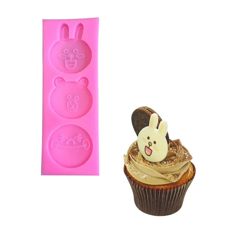 

New flip sugar Bear and rabbit styling silicone Chocolate Mold cake Decorative Insert Mould 15-36