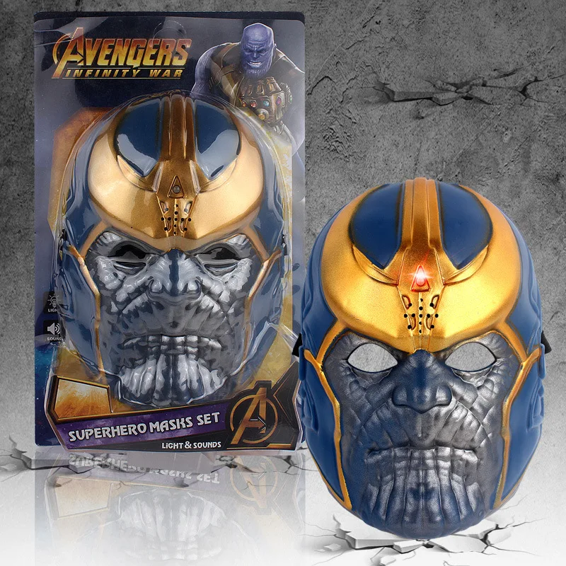 Halloween Led& Voice Avengers 4 Thanos Glove Masks Infinity Gauntlet Gloves Cosplay Movie Avengers Latex Mask Prop Set