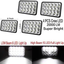 4 PCS 4×6 POLEGADAS Projetor Faróis de LED para Kenworth W900L T400 T600 T800 W900B Ford