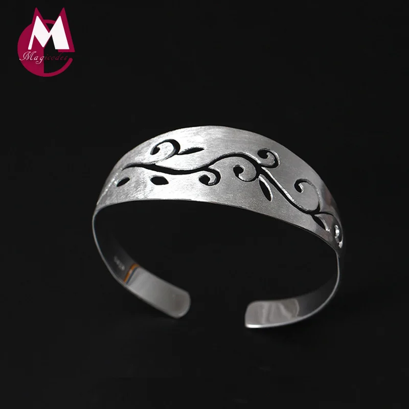 

NEW S925 Sterling Silver Bracelets For Women Simple Hollow Flower Bracelets & Bangles Charm Wedding High Quality Jewelry YB45