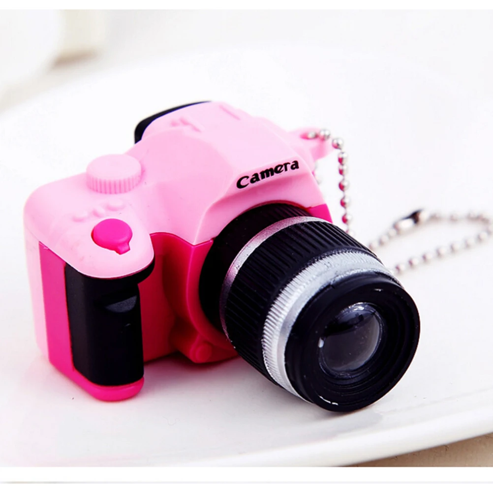 Funny Camera Car Key Chains LED Luminous Sound Glowing Pendant Keychain Bag Accessories Plastic ToyKids Digital SLR Camera Toy