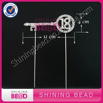 

30pcs/lot +Rhinestone Birthday Anniversary Cake Topper Number Pick 18th Key Diamante Gems Decoration - 18 Key Cake Topper