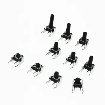 

50PCS 6x6mm Tact Switch Push Button Switch 6*6*4.3/5/6/7/8/9/10/12mm Horizontal holder 4 Pin DIP Micro Switch